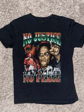 Malcolm X No Justice No Peace Graphic T-Shirt